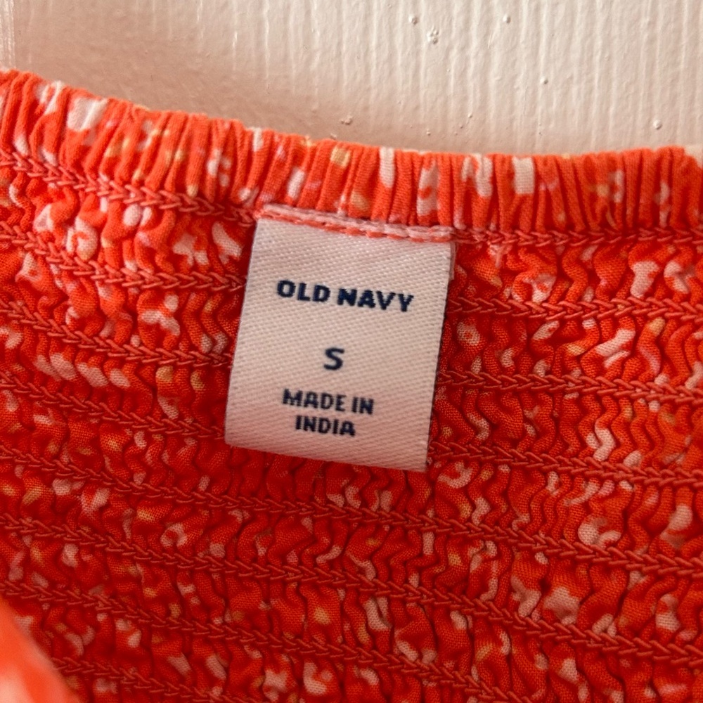 Old Navy Bright Orange Smocked Blouse